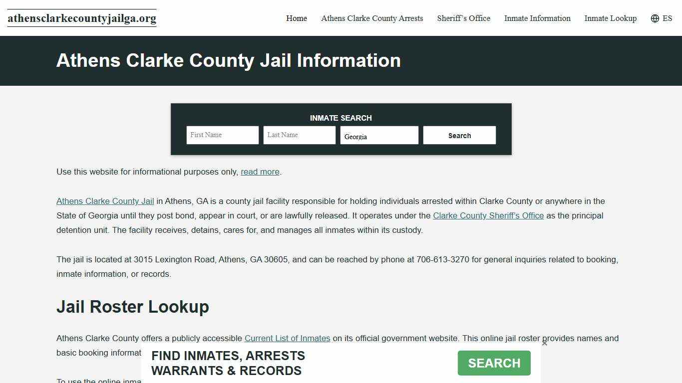 Athens Clarke County, GA Jail Roster, Inmate Info